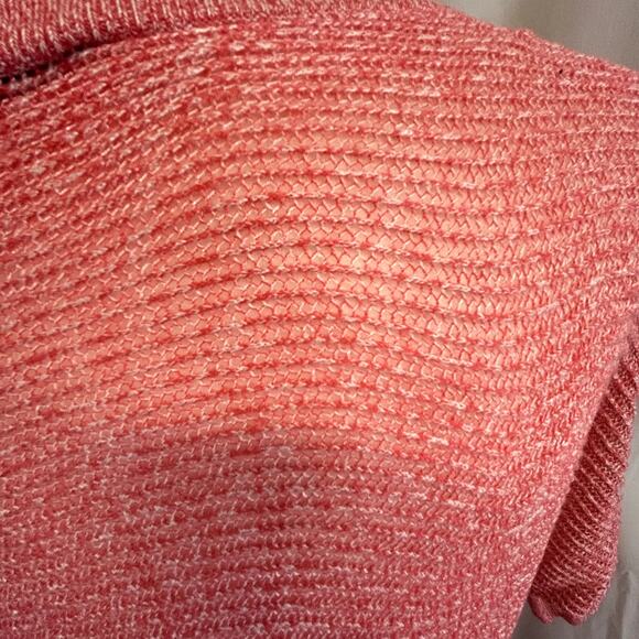 Express Small Open weave Sweater blouse top women crop sleeve peach pink - Picture 4 of 8